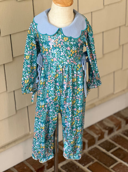 3T Blue Fall Floral Romper