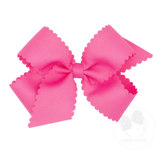 Medium Grosgrain Hair Bow with Scalloped Edge